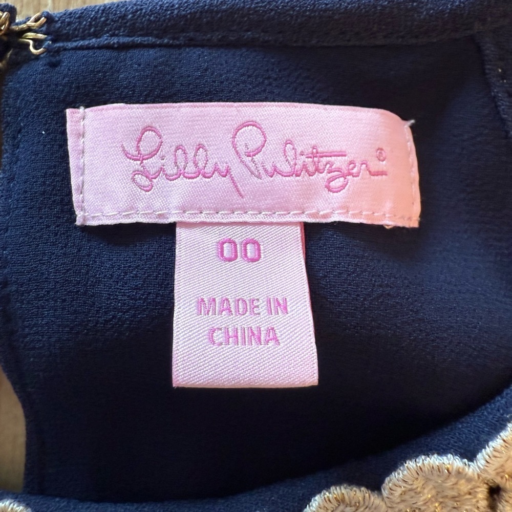 Lilly Pulitzer Navy Dress with Gold Details 00 - Picture 3 of 8